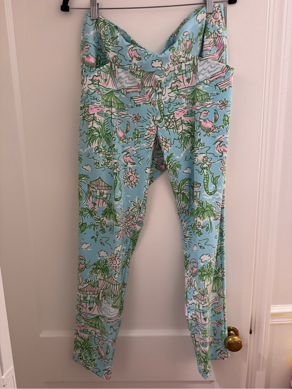 Lilly Pulitzer LUXLETIC Pant in Light Blue, Pink & Green